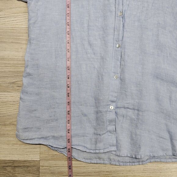 Tahari Womens Light Blue Linen Button Up Blouse Size XL Longsleeve - Picture 6 of 9